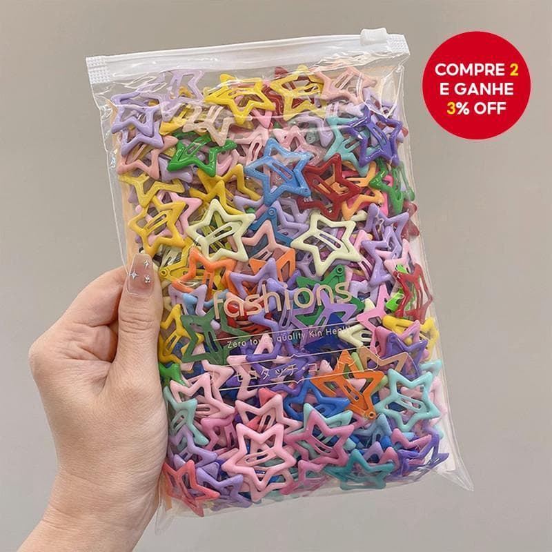 Grampos De Cabelo Com Estrela Colorida Para Meninas , Da Moda , Franja Lateral , Acessórios Infantil , 50 Peças