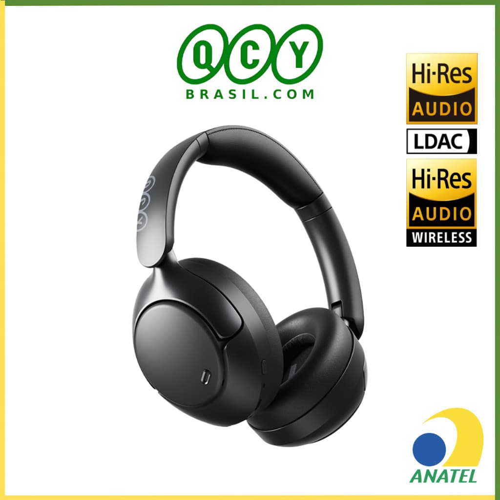 Headphone QCY H3 Pro ANC Hi-Res 55 Horas de Duração Fone Sem Fio TWS Bluetooth 5.4 LDAC Hi-Fi Áudio 360º