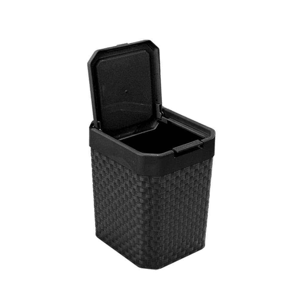 Lixeira Pia Rattan Preta 5L com Tampa Click Compacta para Cozinha Banheiro Lavanderia