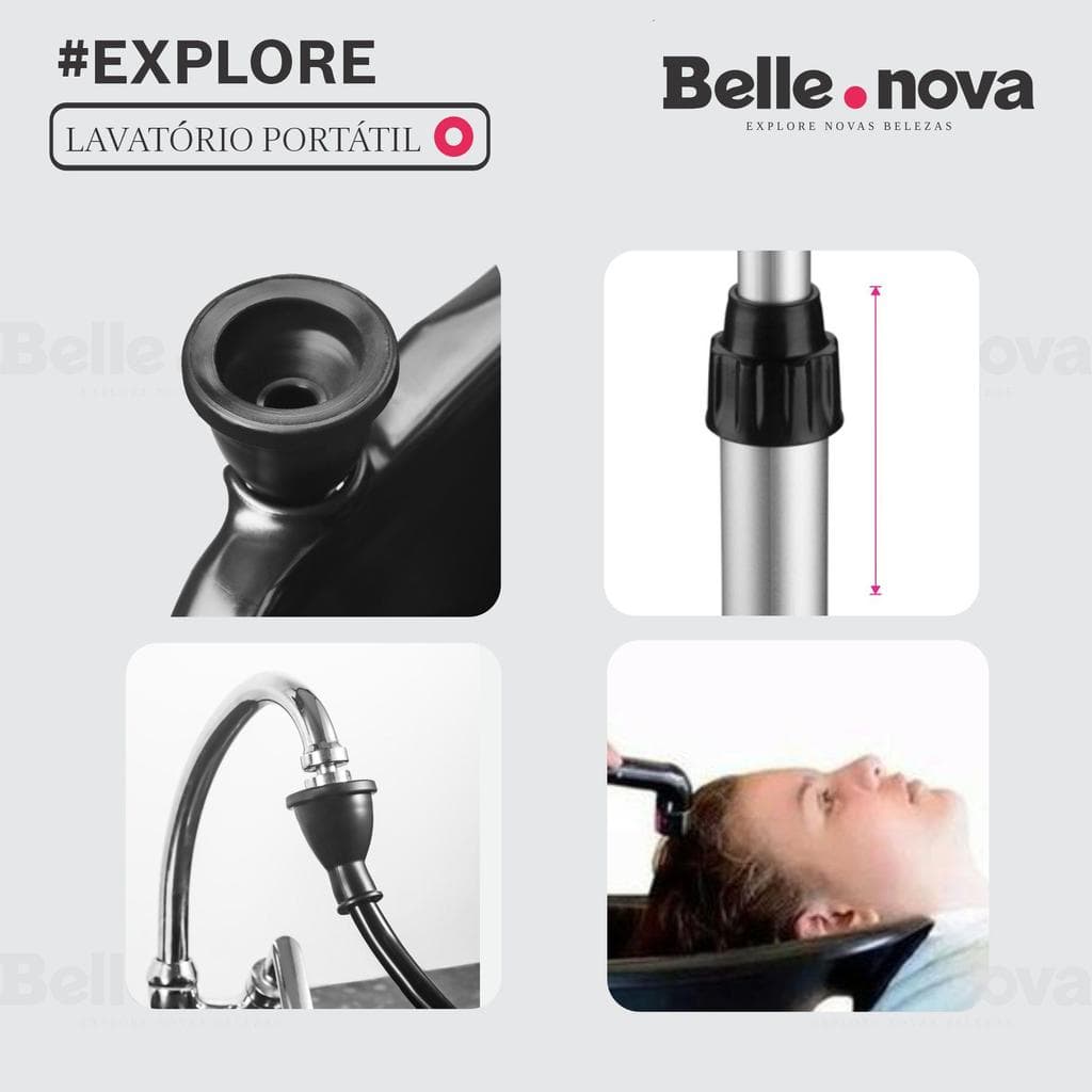 Lavatório Portátil com Ducha para Salão de Beleza Cabeleireiro Estética Prático Leve Ajustável Profissional