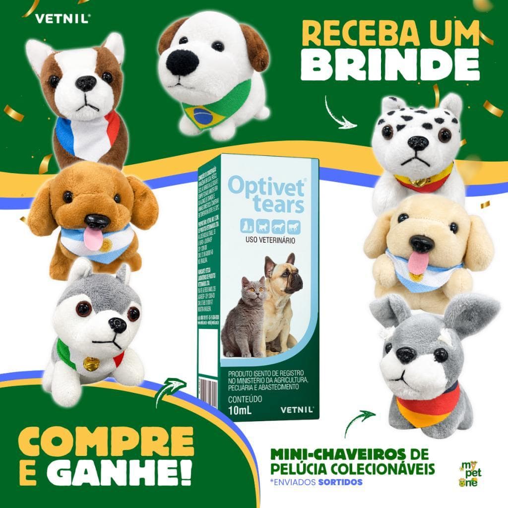 Optivet Tears Pet Solução Oftálmica Vetnil 10mL + Brinde Mini-Chaveiro Copa do Mundo 2026