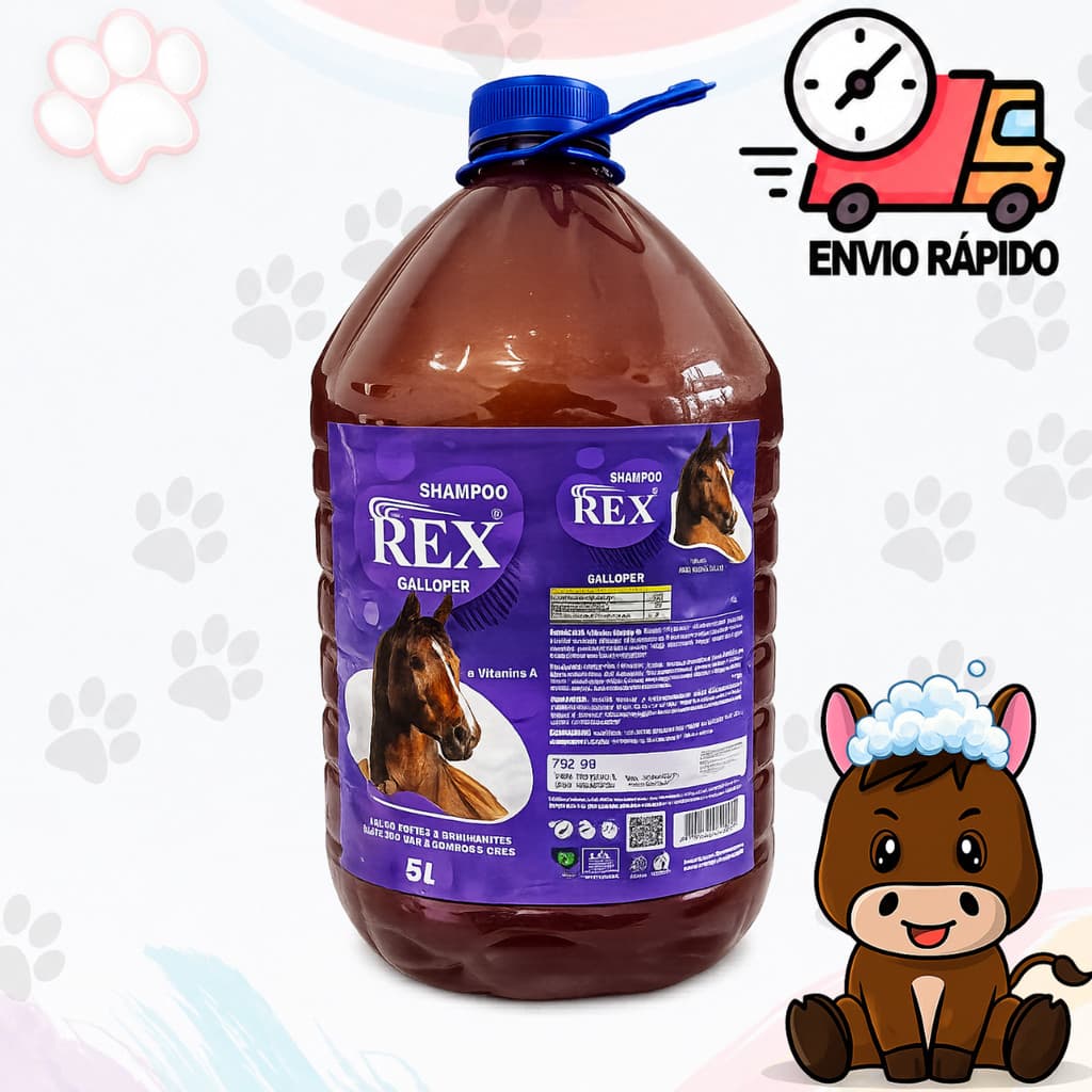 Shampoo Para Cavalos Galloper Rex 5 Litros Pelos Sedosos E Brilhantes