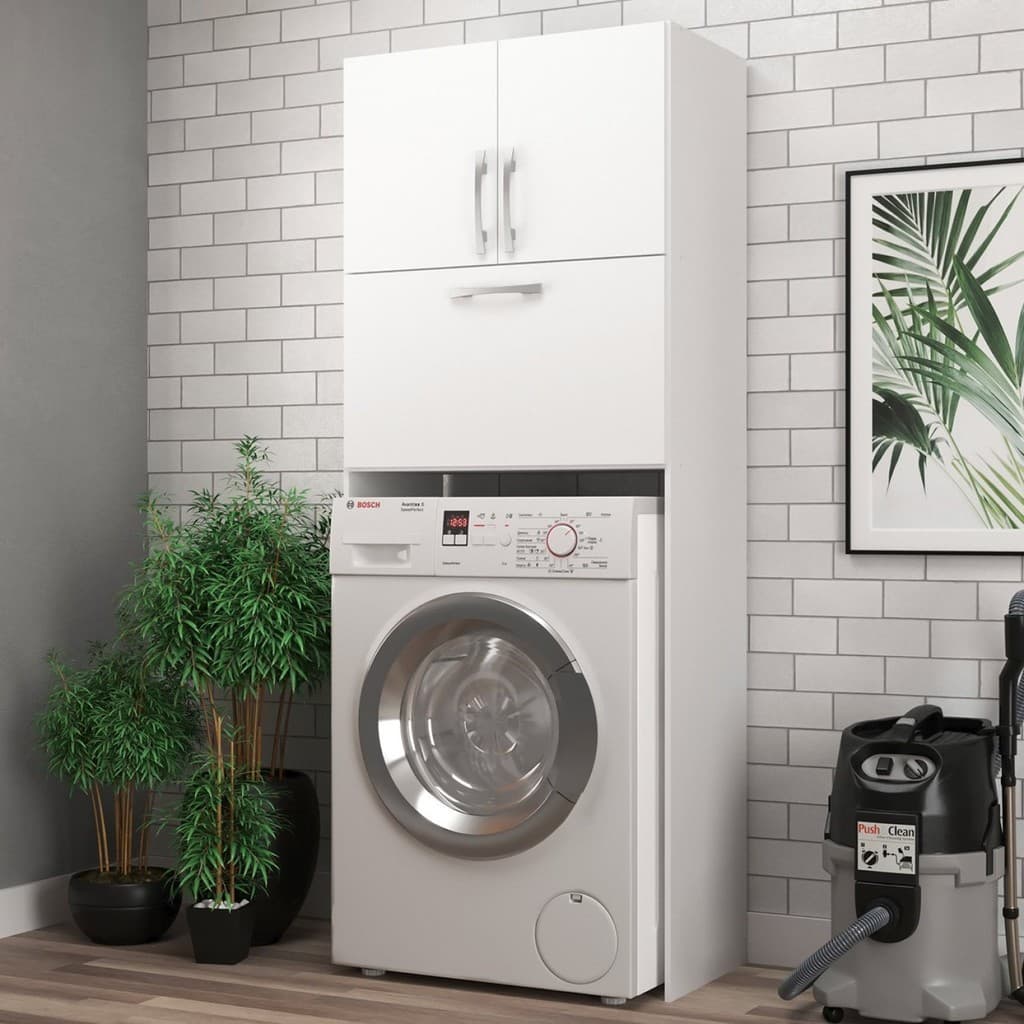 Armário Multiuso Lavanderia 3 Portas Branco Branco