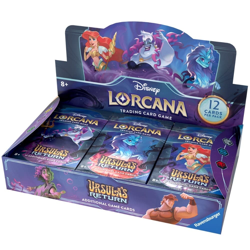 BOOSTER BOX DISNEY LORCANA SET 4 URSULA'S RETURN CARDS PACKS INGLÊS TCG DISPLAY RAVENSBURGER COPAG