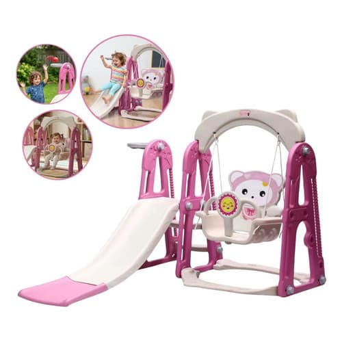 Playground 3 1 Escorregador Balanço Cesta Basquete Rosa Rosa