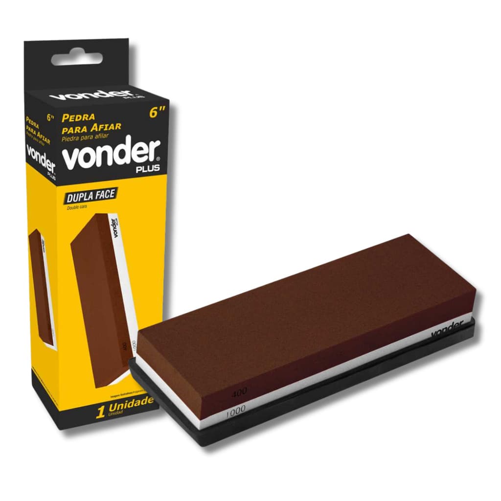 Pedra para Afiar Retangular Vonder Plus 6" G400/G1.000