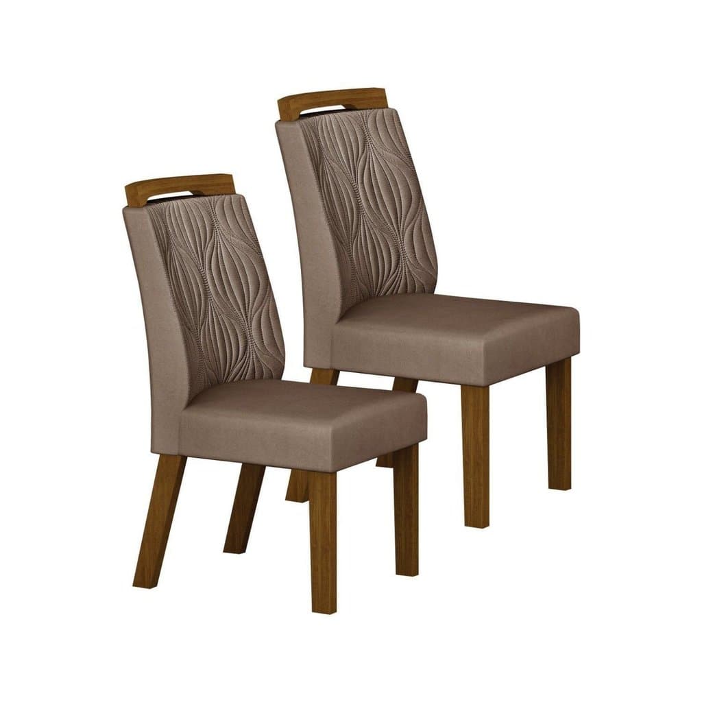 Conjunto 2 Cadeiras para Sala de Jantar Ilheus Marrom/Freijó/Camurça Freijó/Bege