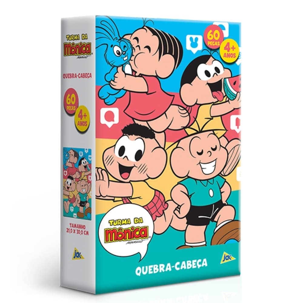 QUEBRA CABEÇA TURMA DA MÔNICA 60 PEÇAS TOYSTER PUZZLE CRIANÇA MAGALI CEBOLINHA CASCÃO COELHO SANSÃO