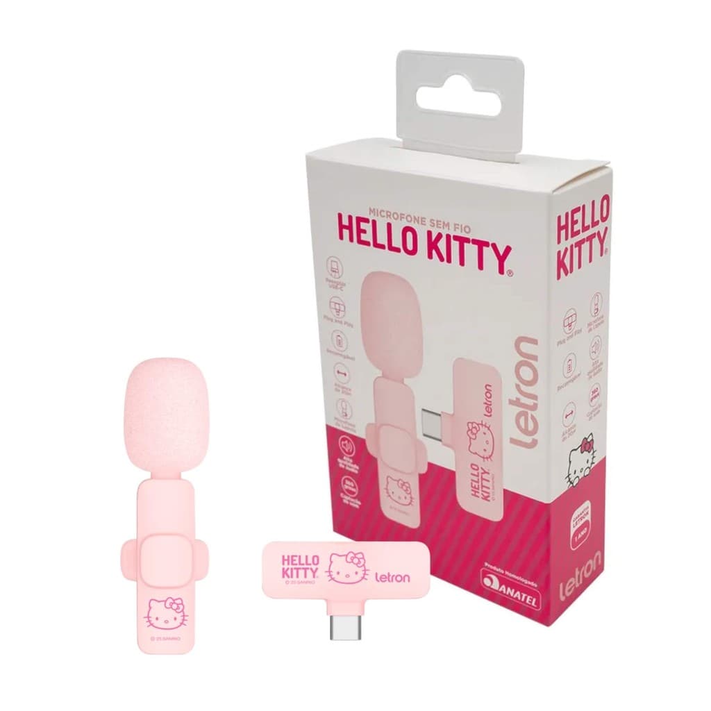 Microfone de Lapela Sem Fio Hello Kitty Caixa Letron Leonora - 10511