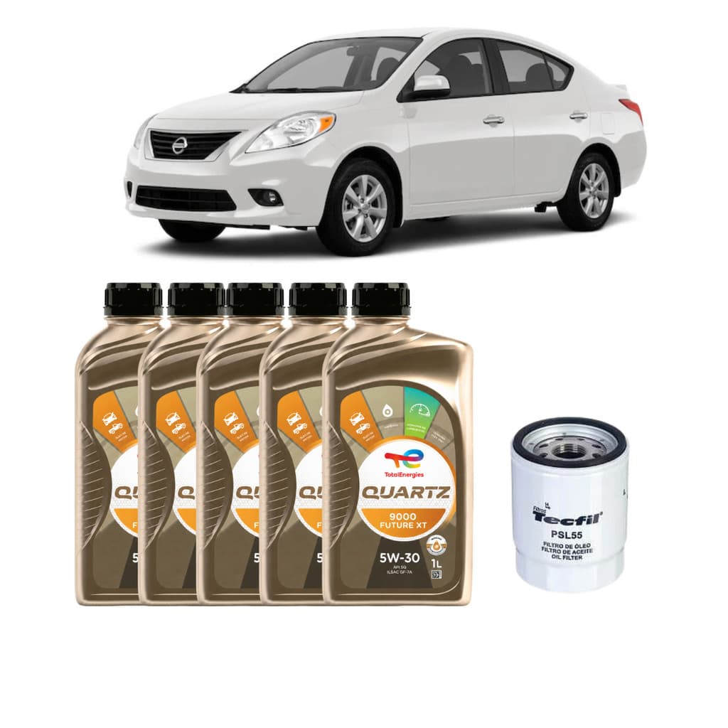 Kit Troca de Óleo  Nissan Versa 1.6 16V  TOTAL Quartz 9000 Future XT 5W30 Sintético