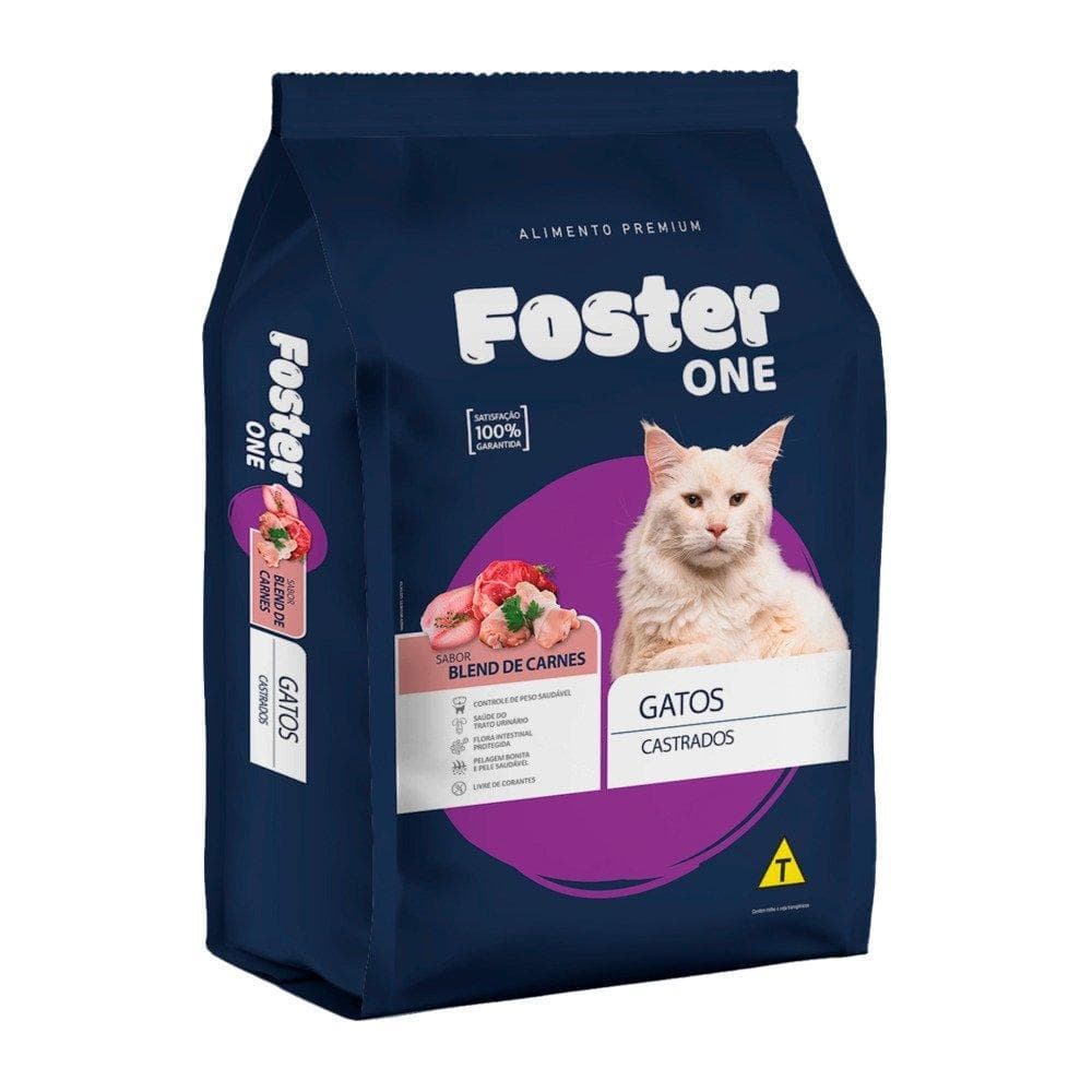 Ração Foster One Blend Gatos Castrados Carne 10,1kg