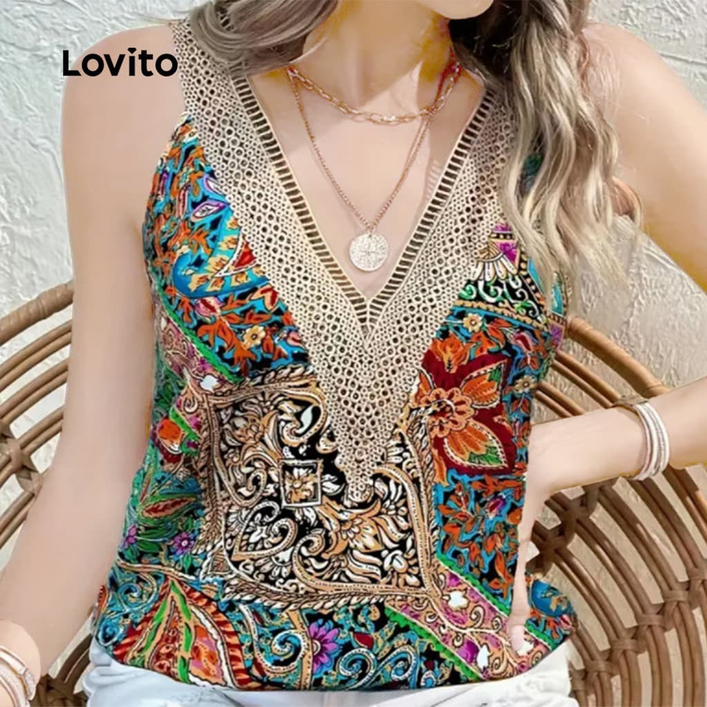 (NEW) Lovito Blusa Férias para Primavera/verão para Mulheres LNE117X005
