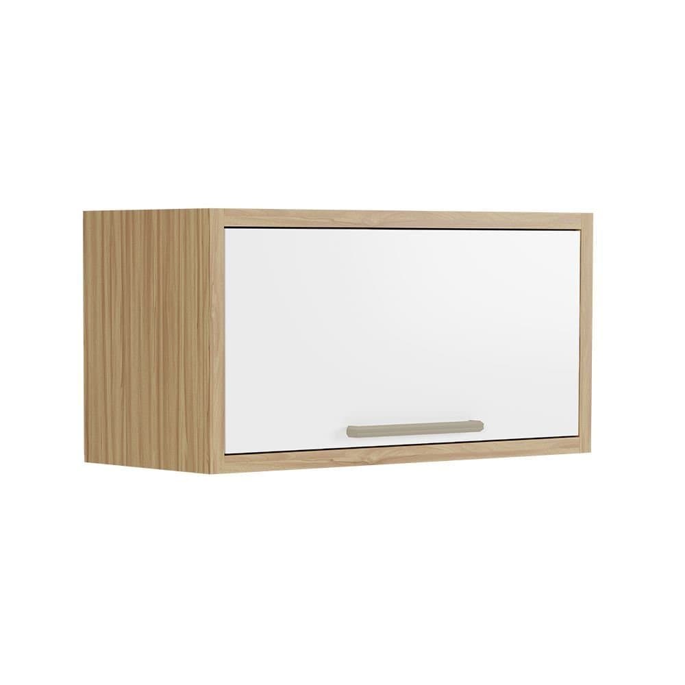 Armário Aéreo de Cozinha 80cm 1 Porta Basculante 100% MDF Vicenza Espresso Móveis Branco/Amêndoa Amêndoa/Branco