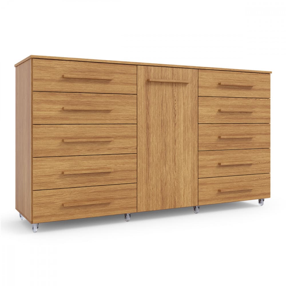 Cômoda Imperial 1 Porta 10 Gavetas com Rodízio Freijó Batrol