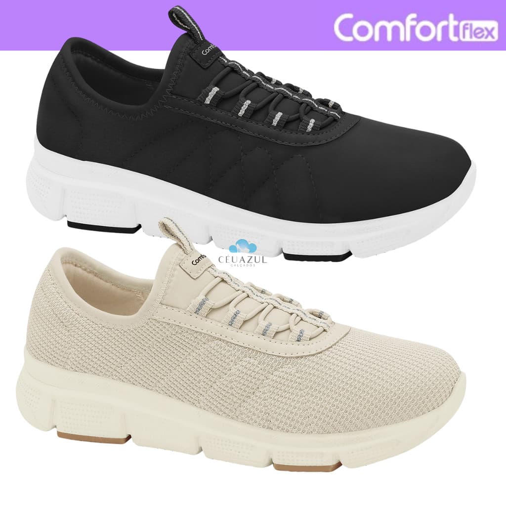 Tênis Comfortflex Feminino Slip On Conforto Leveza Original
