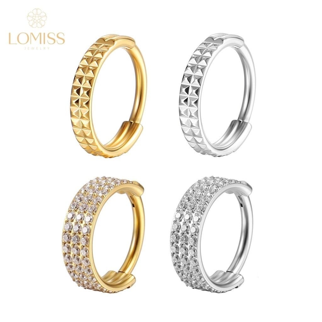 2PCS Kit Piercing Argola Segmento Articulado Aço Cirúrgico Zircônia | Septril Rook Conch Nariz Piercing Daith Orelha
