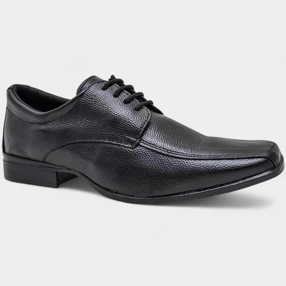 Sapato Social Couro Legitimo Jota Fran Com Cadarço Masculino - Preto