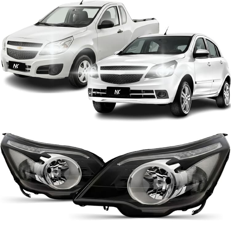 Par/Un Farol Dianteiro Agile Montana 2009 2010 2011 2012 2013 Foco Duplo Máscara Negra 1ª Linha Novo