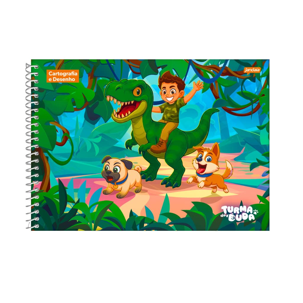 Caderno De Desenho Universitário 80 Folhas Turma do Duda - JANDAIA Capa:Dino
