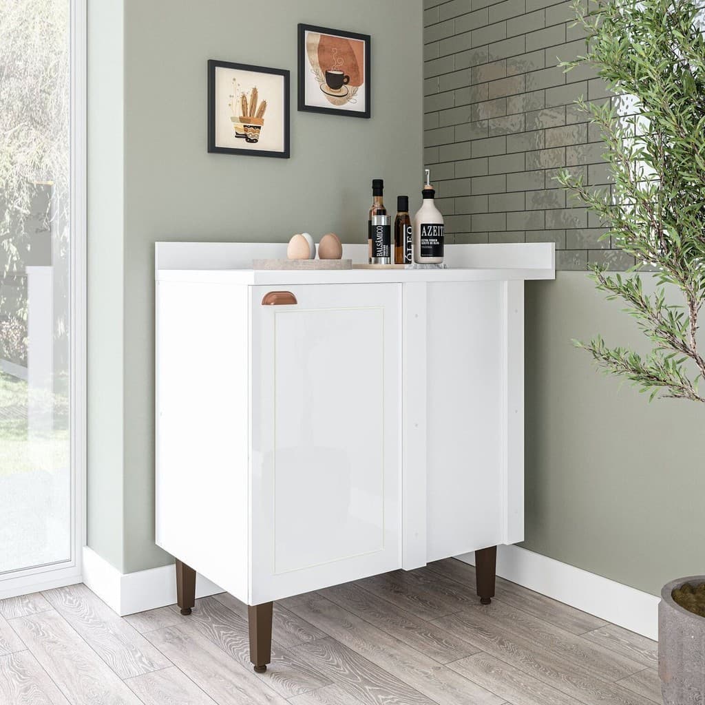 Balcão de Canto 90cm x 94cm Pérola Yescasa Branco Branco