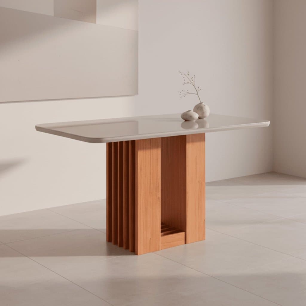 Mesa para Sala de Jantar Ariela 160 cm Marrom/Cinamomo/Offwhite