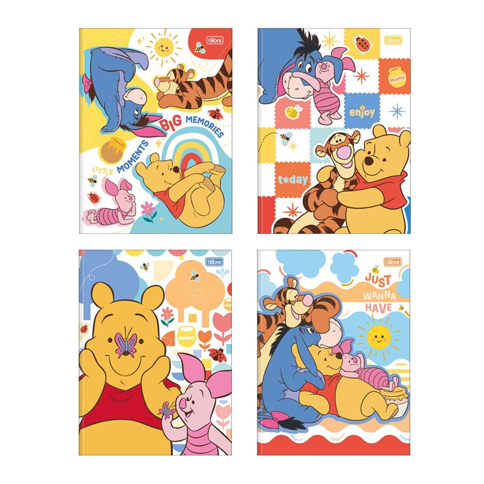 Caderno brochurão capa dura universitário 1x1 80 folhas Pooh Tilibra