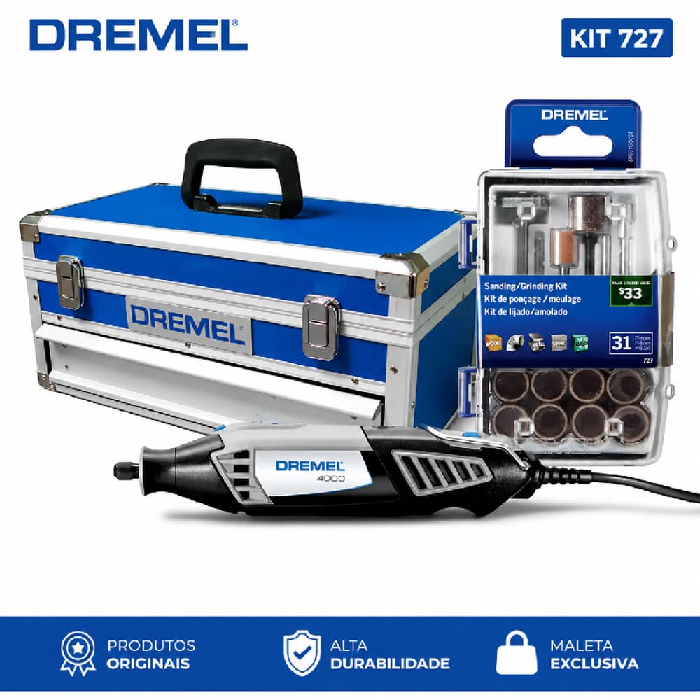 Combo Dremel 4000 + Maleta Metálica 127V + Microkit 31 Acessórios