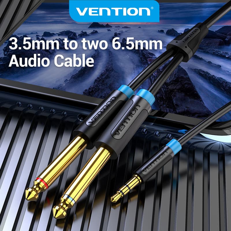 Vention Cabo De Áudio Estéreo De 3.5 Mm A 6.35 3.5 1/8 " TRS 4 " TS Mono Y-Cable Splitter Cord Para Alto-Falantes De Tel