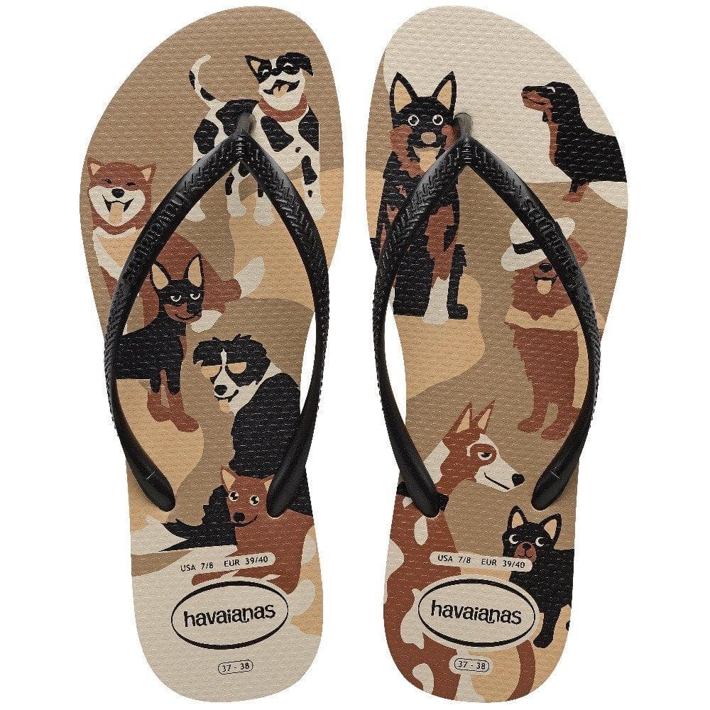 Havaianas Slim Pets Dourado/Preto/Branco/Bege
