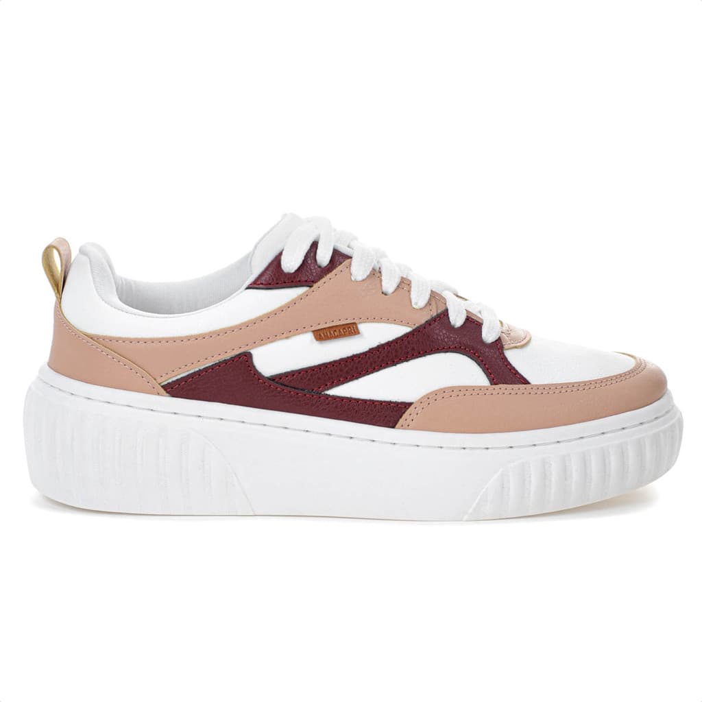 Tênis Anacapri Luna Branco Bege e Marsala - Feminino