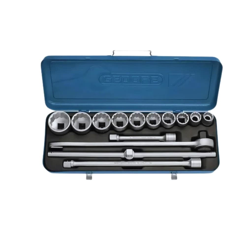 Jogo de Soquetes Estriados 3/4” 14 Peças CRV 7/8” a 2” Gedore D32EPU