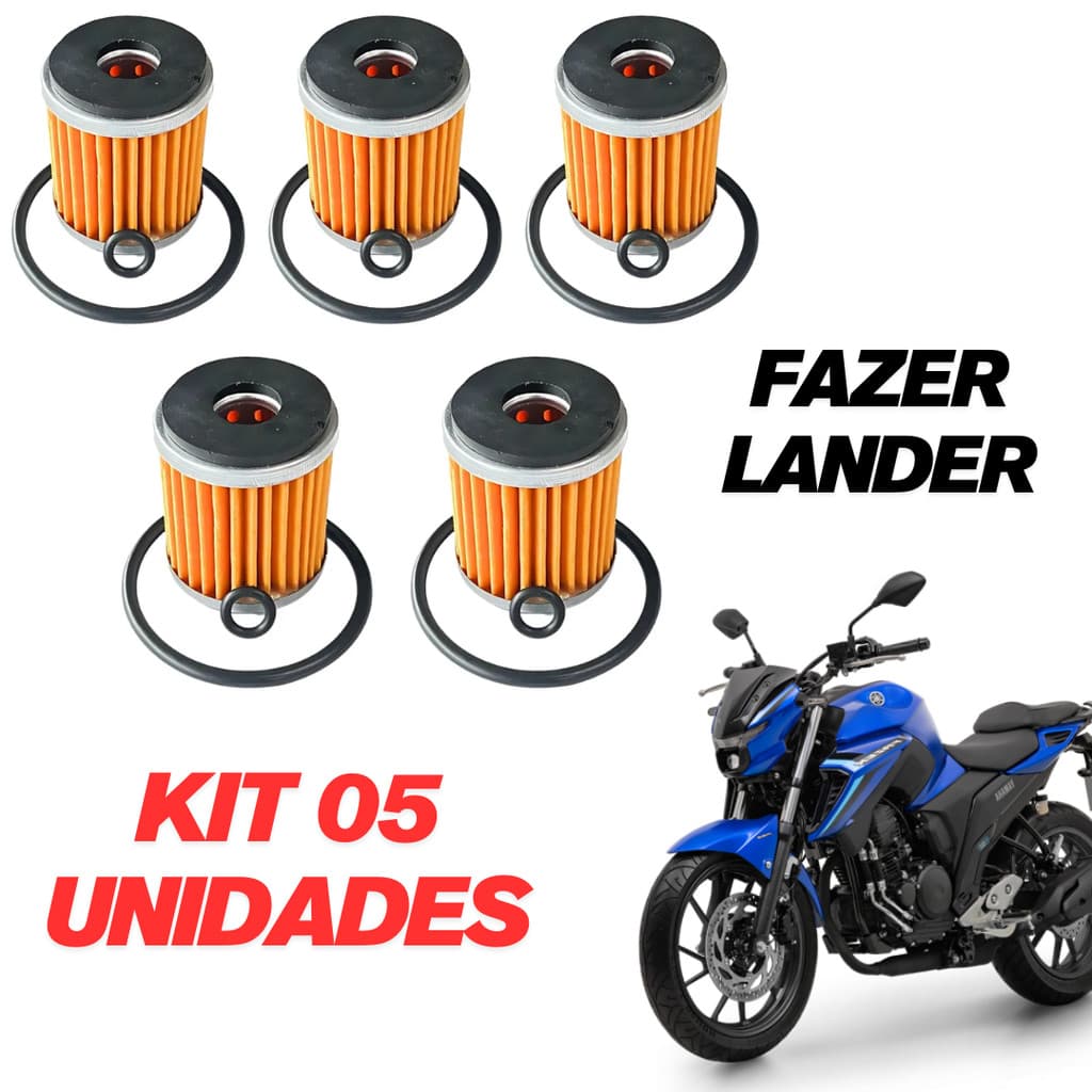 KIT Filtro De Óleo 05 UNIDADES Yamaha Ys Fazer 250 Xtz 250 Lander Tenere Com Oring