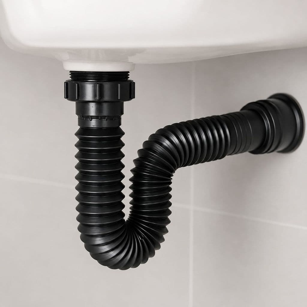 Sifão Sanfonado Extensivo Universal PVC Preto Black 70cm