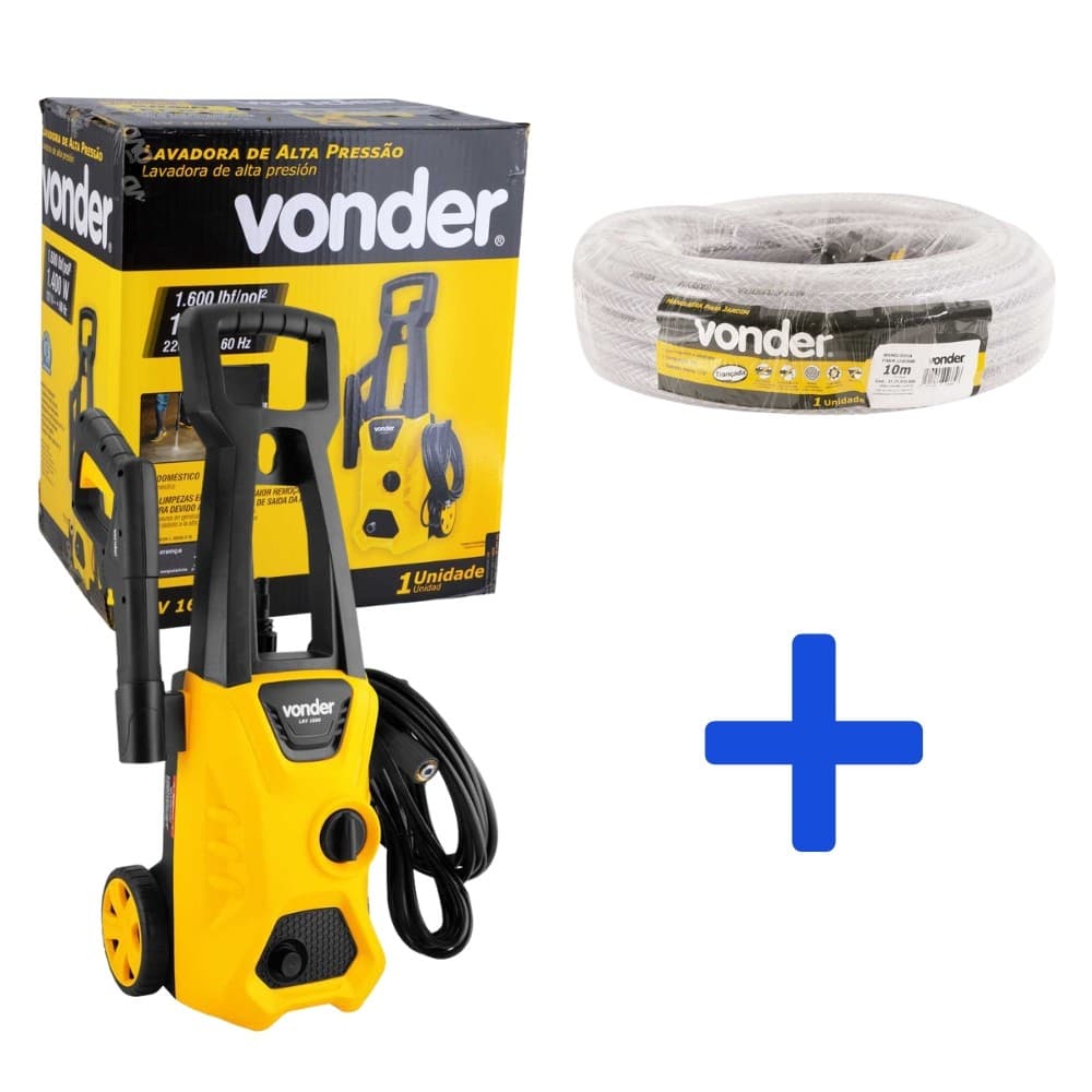 Kit Lavadora Alta Pressão LAV1600 220V + Mangueira 10m Vonder