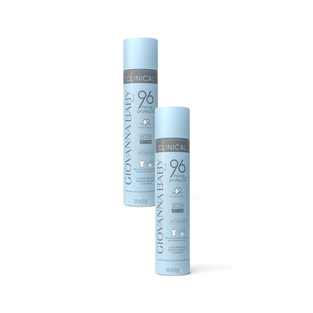 Kit 2 Desodorante Giovanna Baby Blue Clinical Aerosol 96 Horas de Proteção 200ml