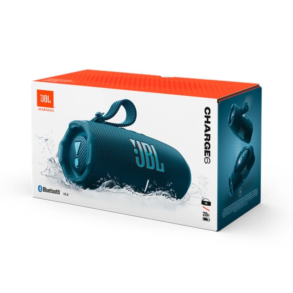 Caixa Bluetooth JBL Charge 6, À Prova d'água e Queda, Potência de 30W + 10W, Autonomia até 28hs, Bivolt Azul