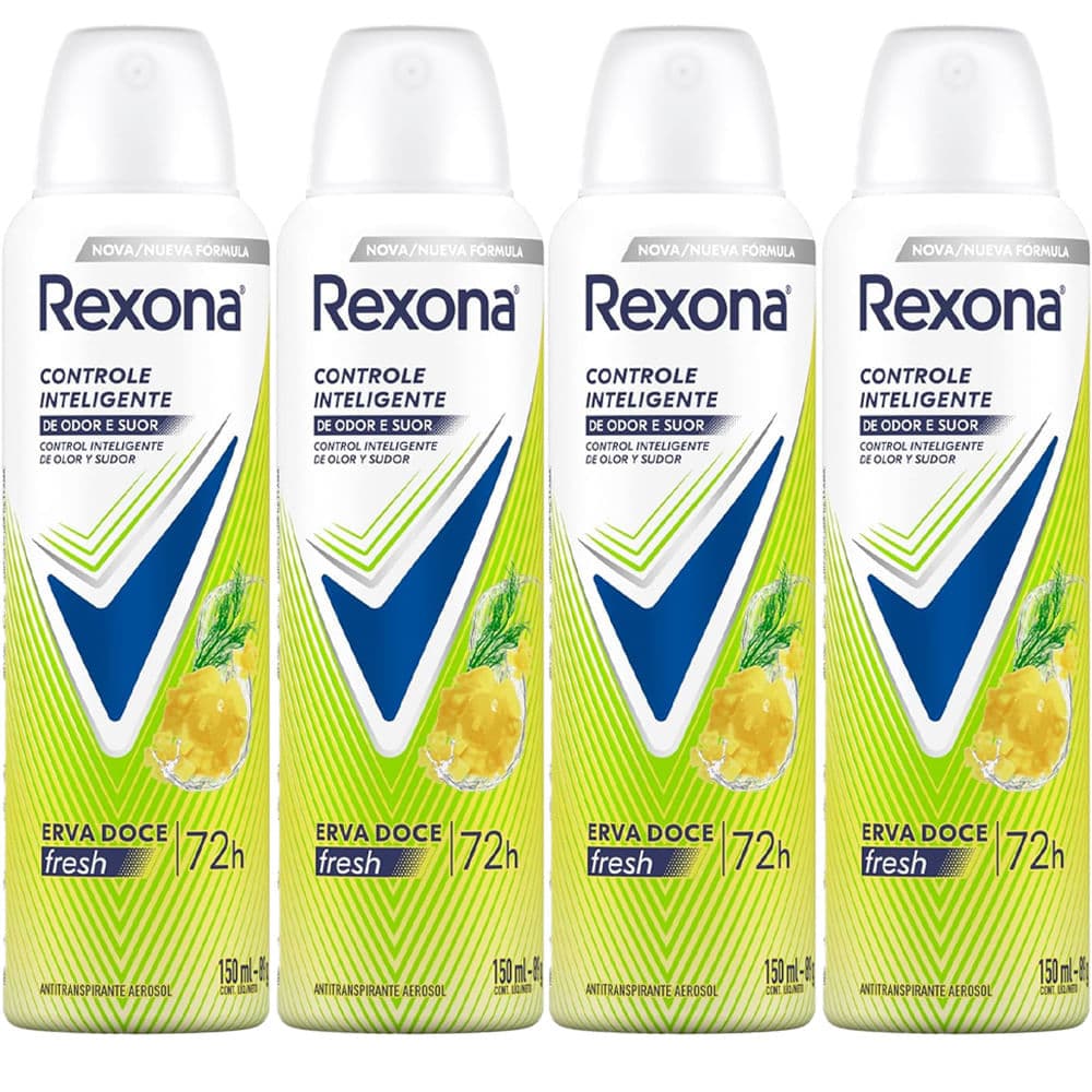 Kit Desodorante Aerosol Rexona Erva Doce Feminino 150ml - 4 Unidades