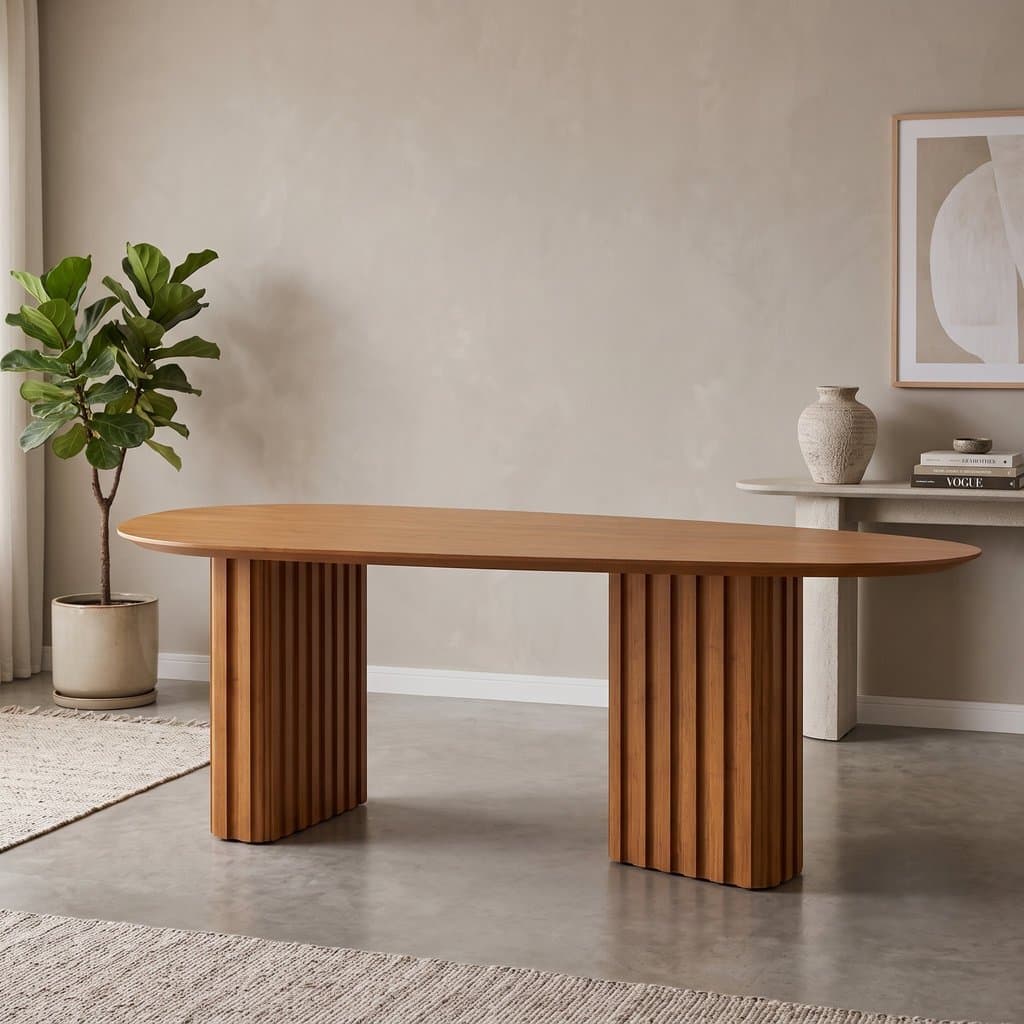 Mesa de Jantar 8 Lugares com Tampo Orgânico 75x200x100cm MDF Ísis Freijó 200