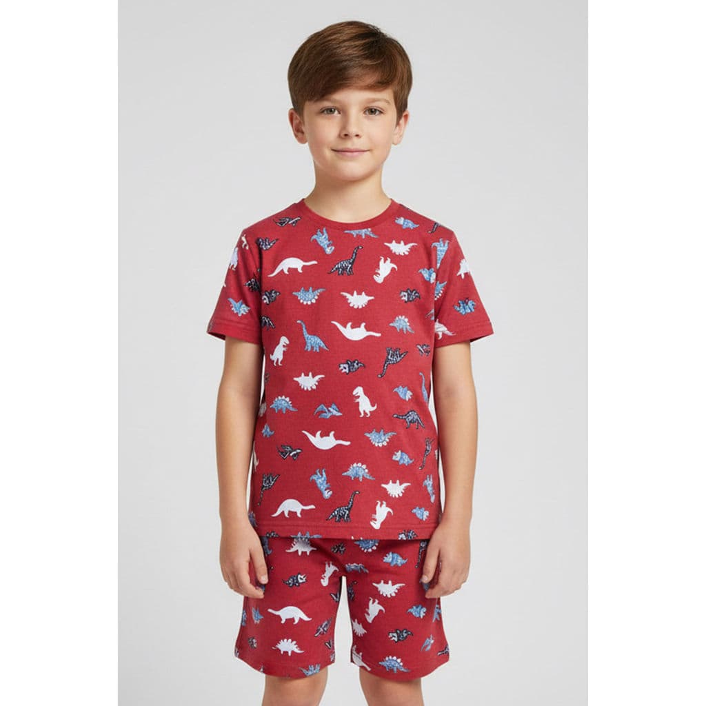 Pijama Curto Infantil Menino Com Estampa Elian Vermelho
