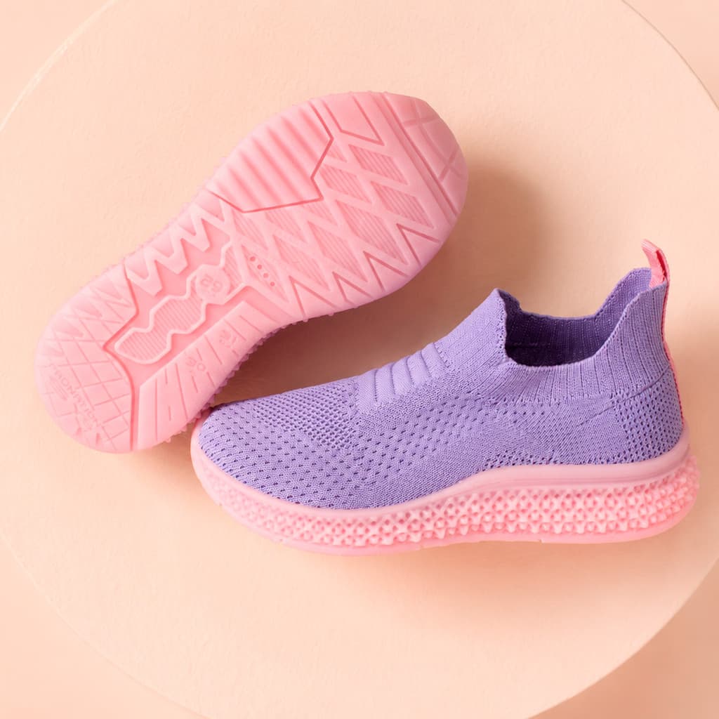 Tênis Infantil Menina Kidy Illusion Tec Lilás Slip On Calce Fácil Confortável Leve Moderno Casual Tear