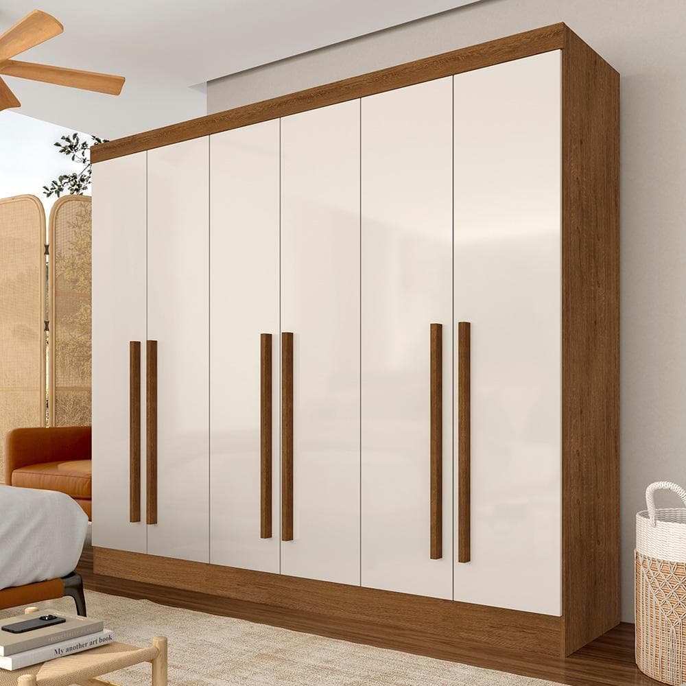 Guarda Roupa Casal 6 Portas 2 Gavetas Ester Freijó/off Premium - M.a