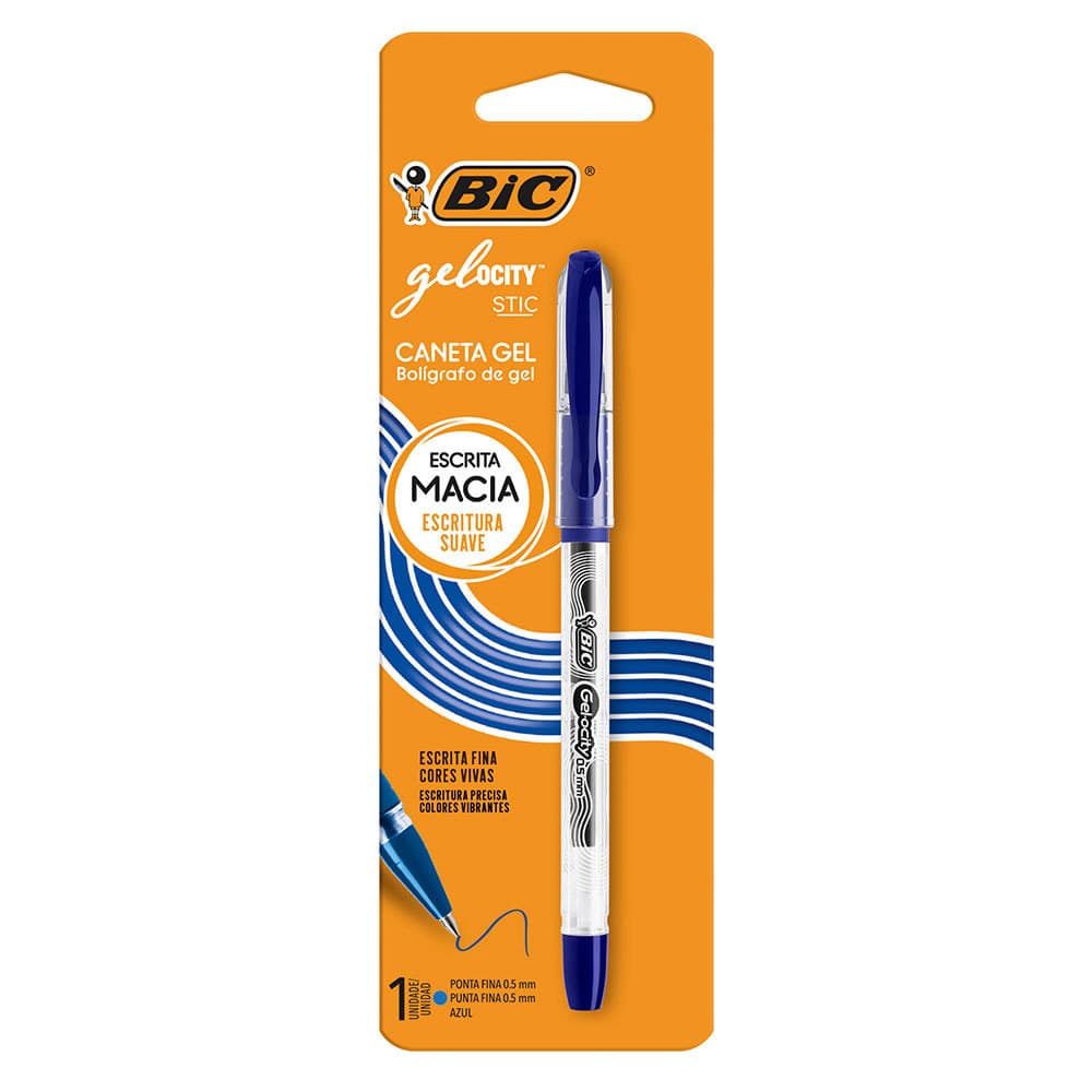 Caneta gel Gelocity Stic 0.5mm Azul com 1 unidade Bic