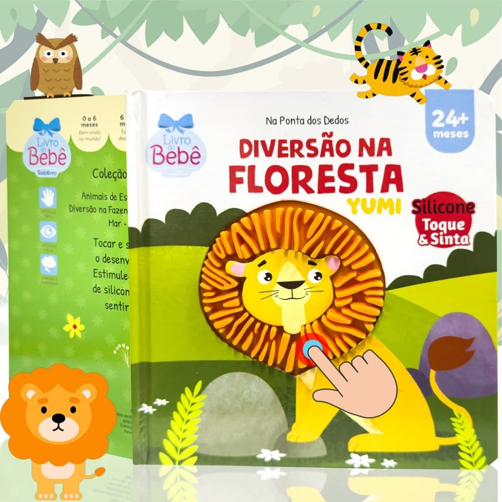 Livro Infantil do Bebê Toque E Sinta Diversão na Floresta Livro Sensorial Texturas Silicone Premium