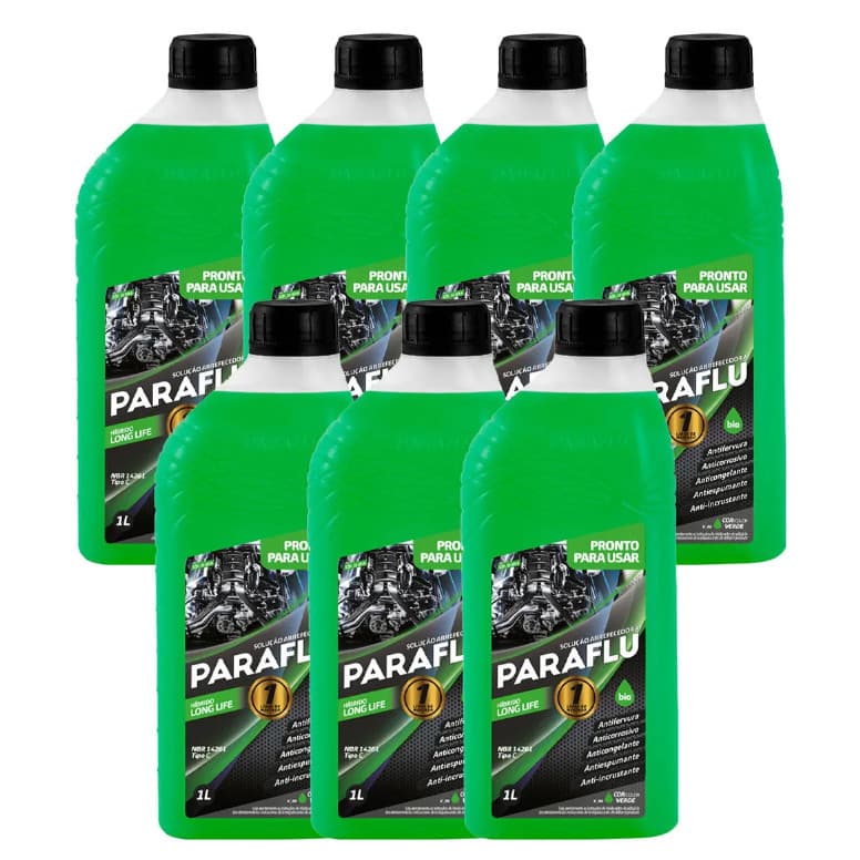 Kit 7 Litros Aditivo Radiador Paraflu Hibrido VERDE Long Life Pronto para uso 103016
