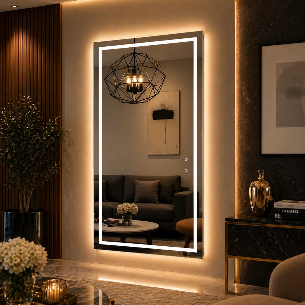 Espelho CAMARIM LED Retangular 120x70 3 Tons Luz Premium Para Quarto Penteadeira Salão Decorativo