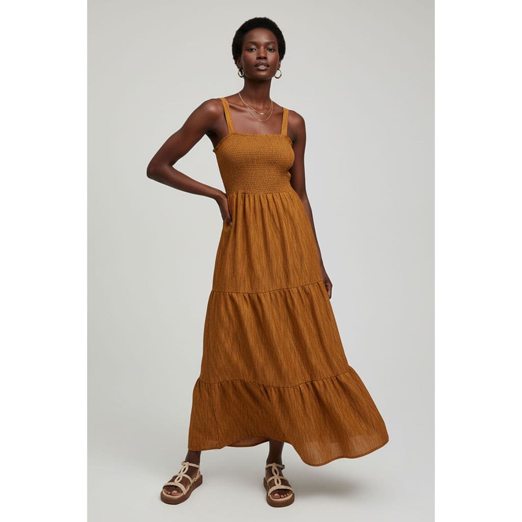 Vestido Longo Com Alças Feminino Marialícia Laranja Escuro