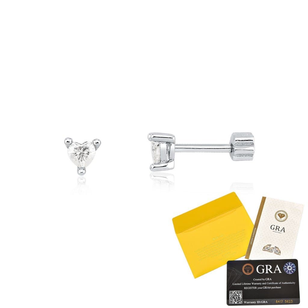 Brinco Moissanite de Prata 925 Ponto de Luz Coração