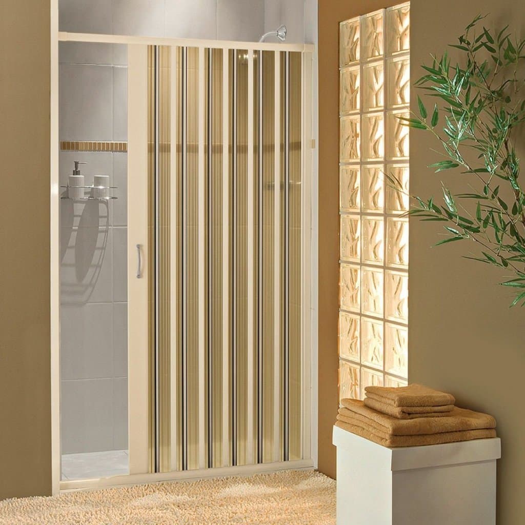 Box para Banheiro de PVC 185x115cm Sanfonado Frontal Bcf Marrom/Bege Bege