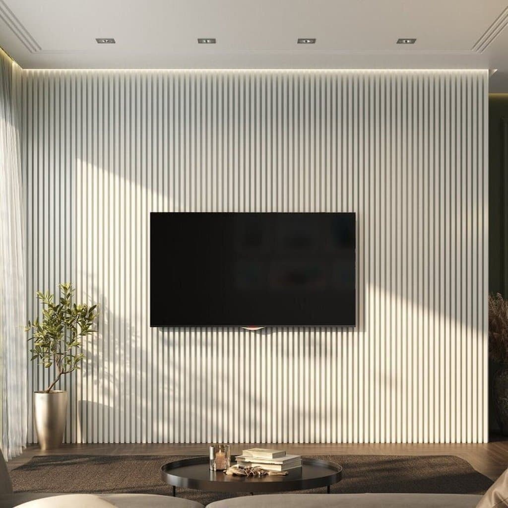 Painel Ripado de PVC 8 Barras de 2,70MX15CM (3,24m²) Bariri Branco Gelo