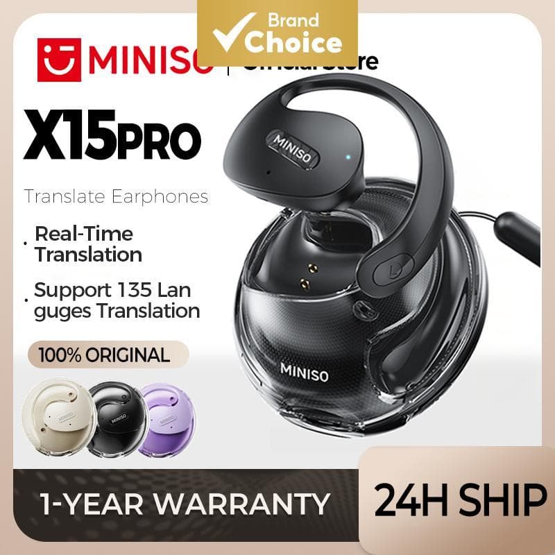 MINISO X15 Pro Fones De Ouvido AI Tradução Em Tempo Real Vídeo Liking 135 Idiomas Esportivos Com Cordão Para Música